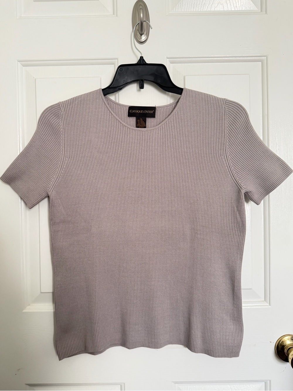 Classiques Entier Ribbed Short-Sleeve Knit Top — Mauve